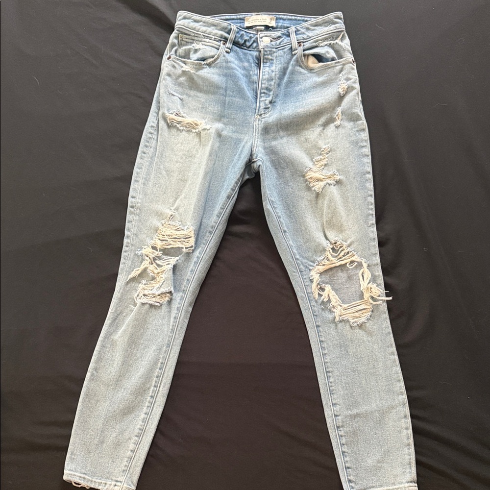 Abercrombie & Fitch Ripped Light Blue Skinny Jeans